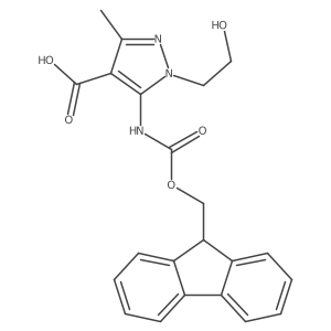 5-({[(9H-fluoren-9-yl)methoxy]carbonyl}amino)-1-(2-hydroxyethyl)-3-methyl-1H-pyrazole-4-carboxylic acid结构式