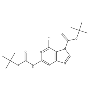 tert-butyl 2-{[(tert-butoxy)carbonyl]amino}-6-chloro-7H-purine-7-carboxylate结构式
