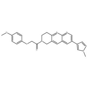 2-(4-methoxyphenoxy)-1-[3-(1-methyl-1H-pyrazol-4-yl)-6H,7H,8H,9H-pyrido[2,3-b]1,6-naphthyridin-7-yl]ethan-1-one结构式