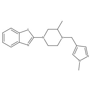 2-{3-methyl-4-[(1-methyl-1H-pyrazol-4-yl)methyl]piperazin-1-yl}-1,3-benzothiazole结构式
