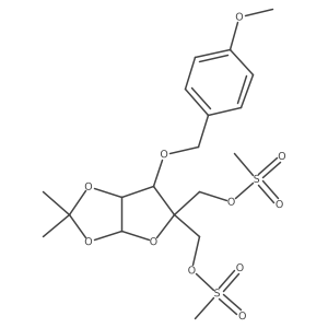 [(3aR,6S,6aR)-6-[(4-methoxyphenyl)methoxy]-2,2-dimethyl-5-(methylsulfonyloxymethyl)-6,6a-dihydro-3aH-furo[2,3-d][1,3]dioxol-5-yl]methyl methanesulfonate结构式