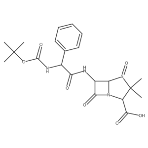 4-Thia-1-azabicyclo[3.2.0]heptane-2-carboxylic acid, 6-[[[[(1,1-dimethylethoxy)carbonyl]amino]phenylacetyl]amino]-3,3-dimethyl-7-oxo-, 4-oxide, [2S-[2I+/-,5I+/-,6I(2)(S*)]]-结构式