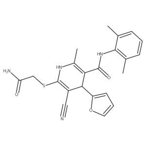 6-[(2-amino-2-oxoethyl)sulfanyl]-5-cyano-N-(2,6-dimethylphenyl)-4-(furan-2-yl)-2-methyl-1,4-dihydropyridine-3-carboxamide结构式