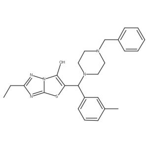 5-((4-Benzylpiperazin-1-yl)(m-tolyl)methyl)-2-ethylthiazolo[3,2-b][1,2,4]triazol-6-ol Structure