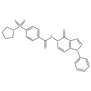N-(4-oxo-1-phenyl-1H-pyrazolo[3,4-d]pyrimidin-5(4H)-yl)-4-(pyrrolidin-1-ylsulfonyl)benzamide结构式