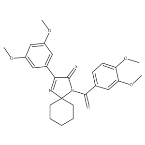1-(3,4-Dimethoxybenzoyl)-3-(3,5-dimethoxyphenyl)-1,4-diazaspiro[4.5]dec-3-ene-2-thione结构式