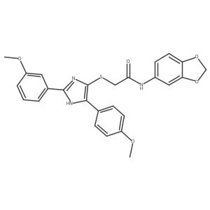 N-(2H-1,3-benzodioxol-5-yl)-2-{[2-(3-methoxyphenyl)-5-(4-methoxyphenyl)-1H-imidazol-4-yl]sulfanyl}acetamide Structure