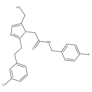 2-(2-{[(3-chlorophenyl)methyl]sulfanyl}-5-(hydroxymethyl)-1H-imidazol-1-yl)-N-[(4-fluorophenyl)methyl]acetamide结构式