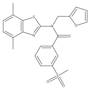 Cc1ccc(C)c2sc(N(Cc3ccco3)C(=O)c3cccc(S(C)(=O)=O)c3)nc12结构式