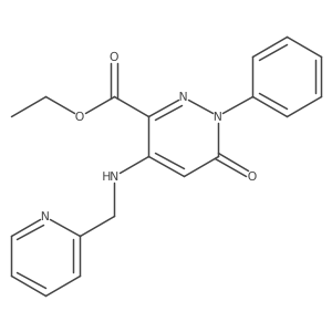 Ethyl 6-oxo-1-phenyl-4-((pyridin-2-ylmethyl)amino)-1,6-dihydropyridazine-3-carboxylate结构式