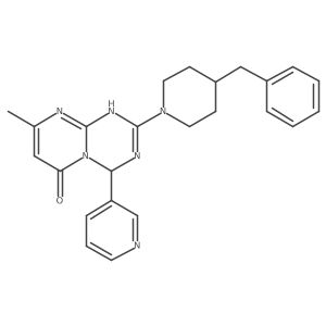2-(4-benzylpiperidin-1-yl)-8-methyl-4-(pyridin-3-yl)-1,4-dihydro-6H-pyrimido[1,2-a][1,3,5]triazin-6-one结构式