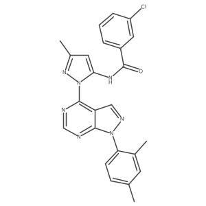 3-chloro-N-{1-[1-(2,4-dimethylphenyl)-1H-pyrazolo[3,4-d]pyrimidin-4-yl]-3-methyl-1H-pyrazol-5-yl}benzamide结构式