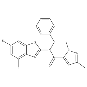 N-(4,6-difluorobenzo[d]thiazol-2-yl)-1,3-dimethyl-N-(pyridin-2-ylmethyl)-1H-pyrazole-5-carboxamide Structure