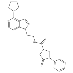 5-oxo-1-phenyl-N-(2-(4-(pyrrolidin-1-yl)-1H-pyrazolo[3,4-d]pyrimidin-1-yl)ethyl)pyrrolidine-3-carboxamide结构式