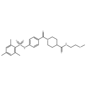 N-(2-Methoxyethyl)-1-[4-(2,4,6-trimethylbenzenesulfonamido)benzoyl]piperidine-4-carboxamide结构式