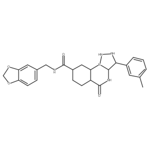 N-(1,3-benzodioxol-5-ylmethyl)-3-(3-methylphenyl)-5-oxo-2,3,3a,4,5a,6,7,8,9,9a-decahydro-1H-triazolo[1,5-a]quinazoline-8-carboxamide Structure