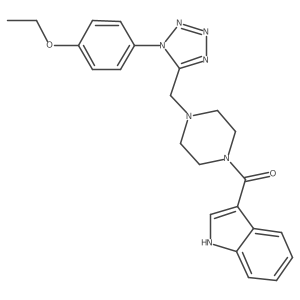 CCOc1ccc(-n2nnnc2CN2CCN(C(=O)c3c[nH]c4ccccc34)CC2)cc1结构式
