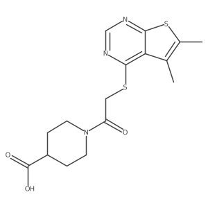 1-[2-[(5,6-Dimethylthieno[2,3-d]pyrimidin-4-yl)thio]acetyl]-4-piperidinecarboxylic acid Structure