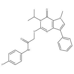 N-(4-fluorophenyl)-2-((3-isopropyl-5-methyl-4-oxo-7-phenyl-4,5-dihydro-3H-pyrrolo[3,2-d]pyrimidin-2-yl)thio)acetamide结构式