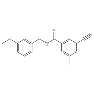6-cyano-N-(3-methoxybenzyl)-2-methylpyrimidine-4-carboxamide Structure
