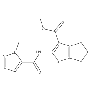 methyl 2-(1-methyl-1H-pyrazole-5-carboxamido)-5,6-dihydro-4H-cyclopenta[b]thiophene-3-carboxylate结构式