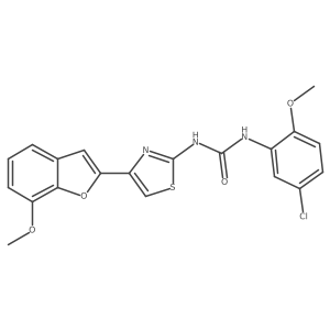 COc1ccc(Cl)cc1NC(=O)Nc1nc(-c2cc3cccc(OC)c3o2)cs1结构式