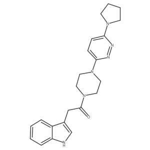 2-(1H-indol-3-yl)-1-(4-(6-(pyrrolidin-1-yl)pyridazin-3-yl)piperazin-1-yl)ethanone结构式