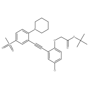 Tert-butyl 2-[4-chloro-2-[2-(5-methylsulfonyl-2-piperidin-1-ylphenyl)ethynyl]phenoxy]acetate结构式