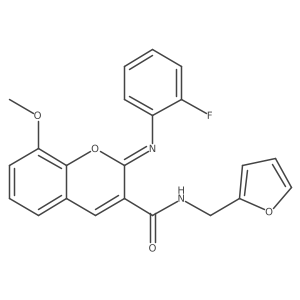 (2Z)-2-[(2-fluorophenyl)imino]-N-(furan-2-ylmethyl)-8-methoxy-2H-chromene-3-carboxamide结构式