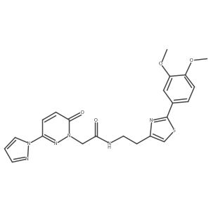 N-(2-(2-(3,4-dimethoxyphenyl)thiazol-4-yl)ethyl)-2-(6-oxo-3-(1H-pyrazol-1-yl)pyridazin-1(6H)-yl)acetamide结构式