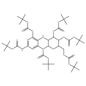 5H-Pyrano[3,2-g]pteridine-10(6H)-carboxylic acid, 2-[[(1,1-dimethylethoxy)carbonyl]amino]-4,6,7-tris[[(1,1-dimethylethoxy)carbonyl]oxy]-8-[[[(1,1-dimethylethoxy)carbonyl]oxy]methyl]-5a,7,8,9a-tetrahydro-, 1,1-dimethylethyl ester, (5aS,6R,7R,8R,9aR)- Structure