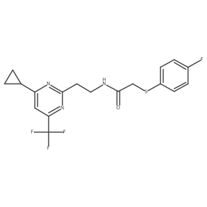 N-(2-(4-cyclopropyl-6-(trifluoromethyl)pyrimidin-2-yl)ethyl)-2-((4-fluorophenyl)thio)acetamide结构式