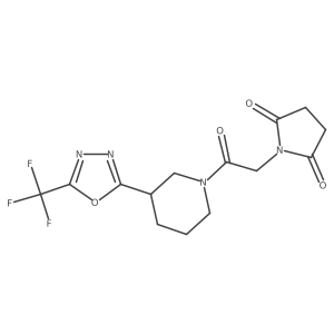 1-[2-oxo-2-[3-[5-(trifluoromethyl)-1,3,4-oxadiazol-2-yl]-1-piperidyl]ethyl]pyrrolidine-2,5-dione Structure