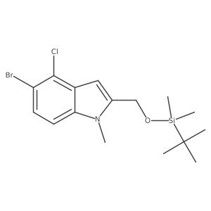 5-Bromo-2-((tert-butyldimethylsilyloxy)methyl)-4-chloro-1-methyl-1H-indole结构式