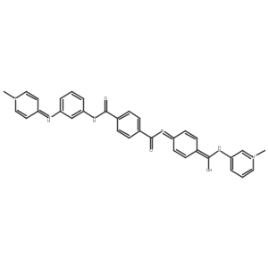 [3-[[4-[[4-[Hydroxy-[(1-methylpyridin-1-ium-3-yl)amino]methylidene]cyclohexa-2,5-dien-1-ylidene]carbamoyl]benzoyl]amino]phenyl]-(1-methylpyridin-4-ylidene)azanium Structure