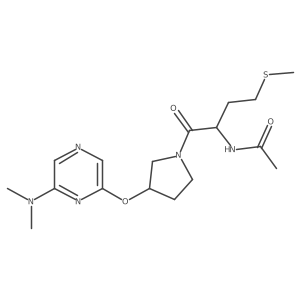 N-(1-(3-((6-(dimethylamino)pyrazin-2-yl)oxy)pyrrolidin-1-yl)-4-(methylthio)-1-oxobutan-2-yl)acetamide Structure