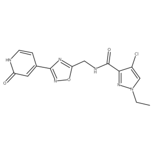 4-chloro-1-ethyl-N-((3-(2-oxo-1,2-dihydropyridin-4-yl)-1,2,4-oxadiazol-5-yl)methyl)-1H-pyrazole-3-carboxamide Structure
