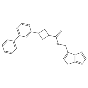 1-(6-phenylpyrimidin-4-yl)-N-(thiazolo[3,2-b][1,2,4]triazol-6-ylmethyl)azetidine-3-carboxamide Structure