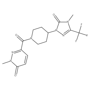 2-methyl-6-(4-(4-methyl-5-oxo-3-(trifluoromethyl)-4,5-dihydro-1H-1,2,4-triazol-1-yl)piperidine-1-carbonyl)pyridazin-3(2H)-one结构式