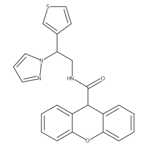 N-(2-(1H-pyrazol-1-yl)-2-(thiophen-3-yl)ethyl)-9H-xanthene-9-carboxamide结构式