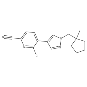6-Chloro-5-[1-[(1-methylcyclopentyl)methyl]-1H-pyrazol-4-yl]-2-pyridinecarbonitrile结构式