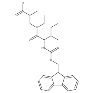 3-[(2S,3S)-N-ethyl-2-({[(9H-fluoren-9-yl)methoxy]carbonyl}amino)-3-methylpentanamido]-2-methylpropanoic acid结构式
