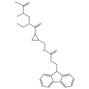 3-(N-ethyl-1-{2-[({[(9H-fluoren-9-yl)methoxy]carbonyl}amino)methyl]cyclopropyl}formamido)-2-methylpropanoic acid结构式