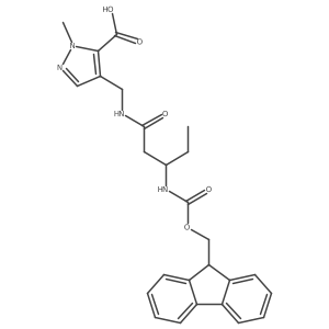 4-{[3-({[(9H-fluoren-9-yl)methoxy]carbonyl}amino)pentanamido]methyl}-1-methyl-1H-pyrazole-5-carboxylic acid结构式