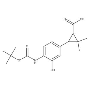 rac-(1R,3R)-3-(4-{[(tert-butoxy)carbonyl]amino}-3-hydroxyphenyl)-2,2-dimethylcyclopropane-1-carboxylic acid结构式