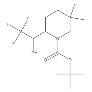 Tert-butyl 5,5-dimethyl-2-(2,2,2-trifluoro-1-hydroxyethyl)piperidine-1-carboxylate结构式