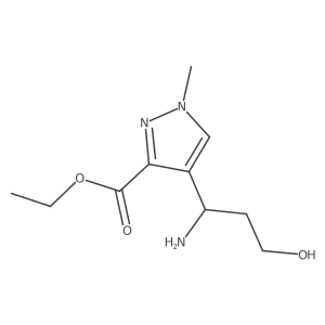 ethyl 4-(1-amino-3-hydroxypropyl)-1-methyl-1H-pyrazole-3-carboxylate结构式