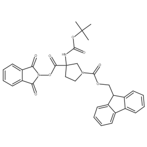 3-(1,3-dioxo-2,3-dihydro-1H-isoindol-2-yl) 1-(9H-fluoren-9-yl)methyl 3-{[(tert-butoxy)carbonyl]amino}pyrrolidine-1,3-dicarboxylate结构式