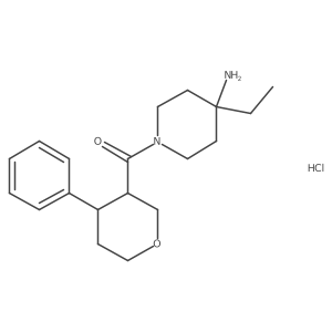 (4-Amino-4-ethylpiperidin-1-yl)-[(3S,4S)-4-phenyloxan-3-yl]methanone;hydrochloride Structure