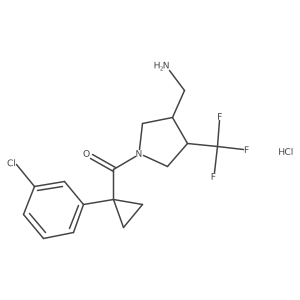 [3-(aminomethyl)-4-(trifluoromethyl)pyrrolidin-1-yl]-[1-(3-chlorophenyl)cyclopropyl]methanone;hydrochloride Structure